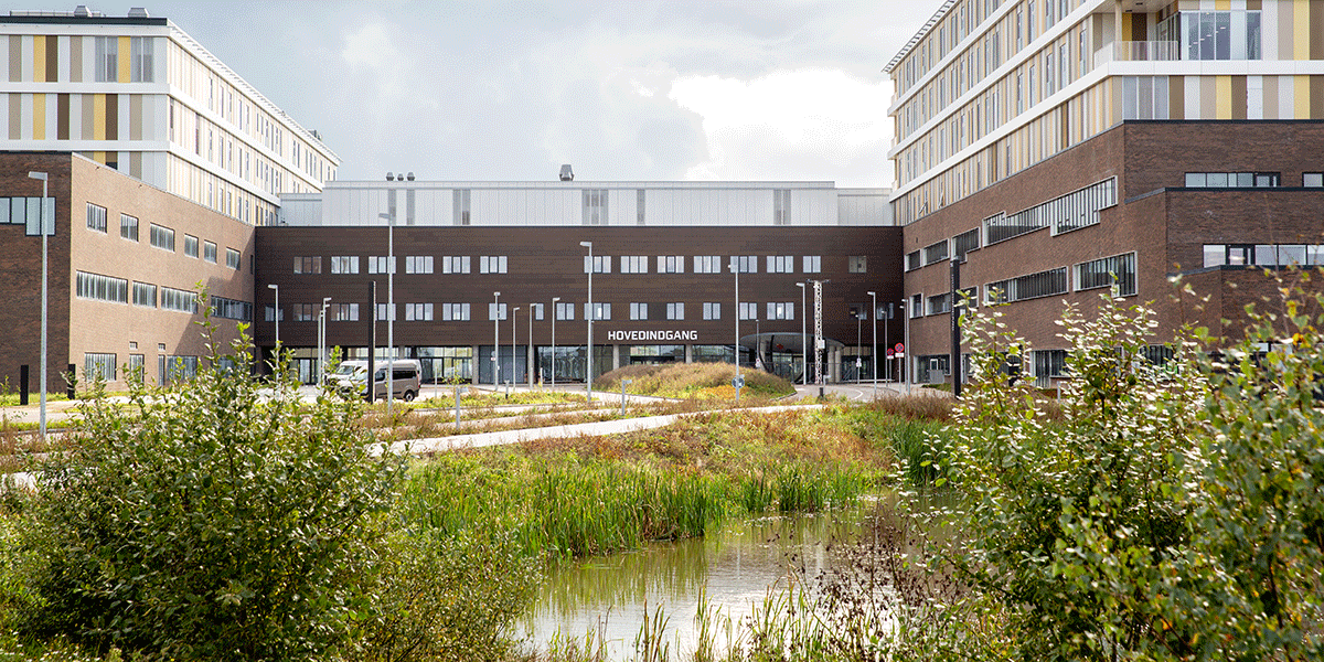 Hovedindgangen til Regionshospitalet Gødstrup
