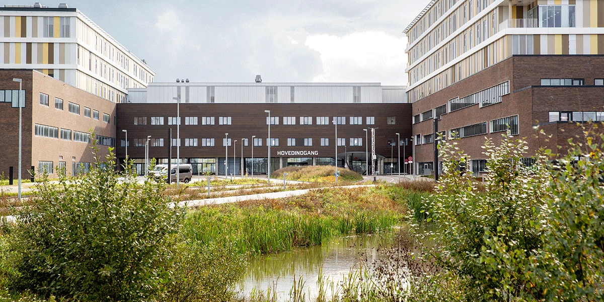 Hovedindgangen til Regionshospitalet Gødstrup
