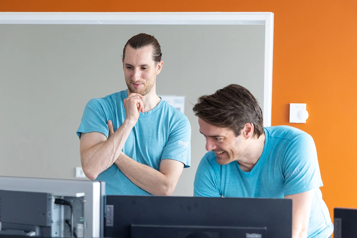 mænd ved computerskærm